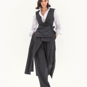 Комплект: жилет, брюки, юбка (темносерый)